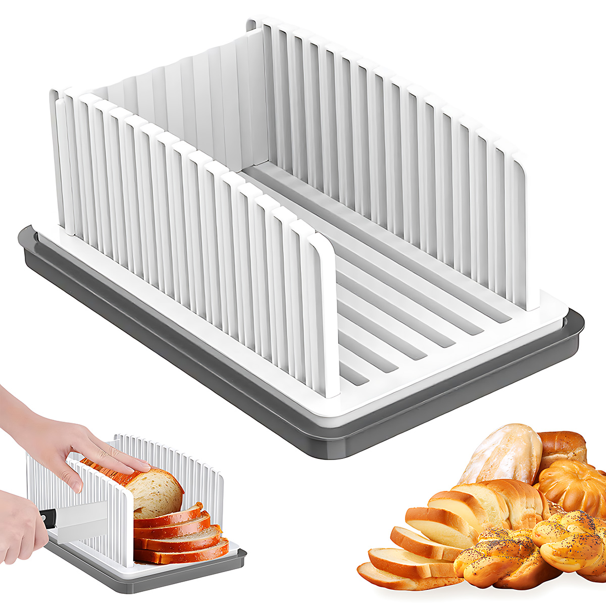 Commercial Bread Slicer - Rebanador de Pan Manual Ajustable con