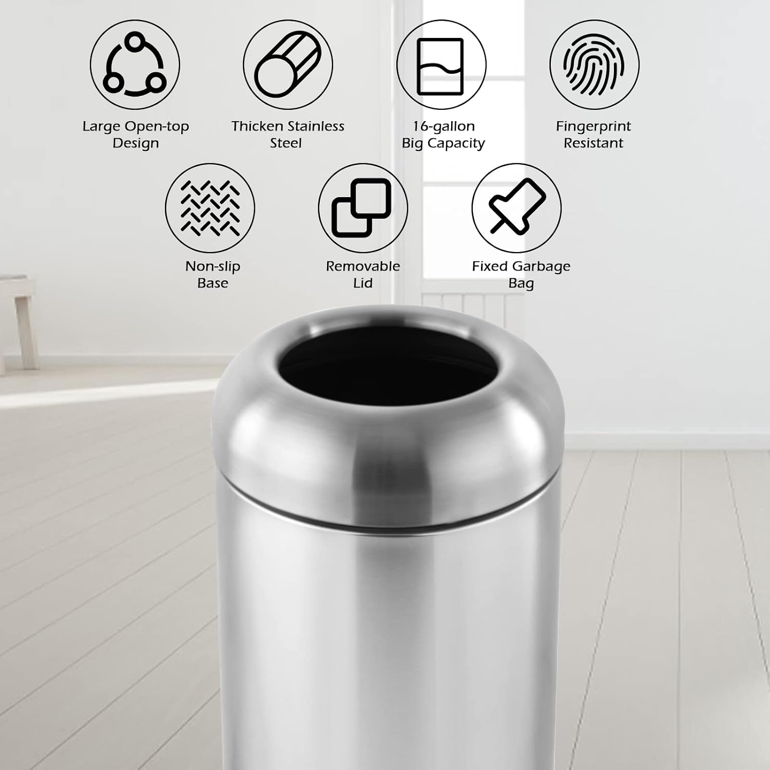 Cubo de basura grande de acero - Commercial Kitchen Trash Can reseña y precio