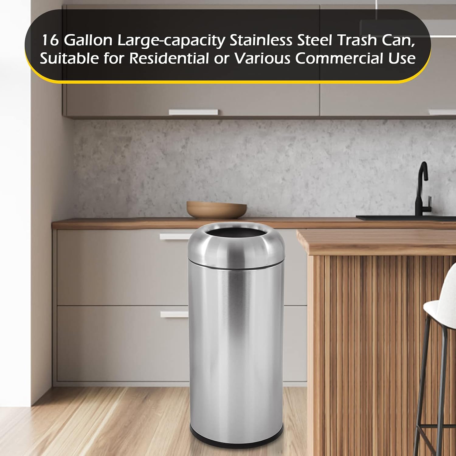 Cubo de basura grande de acero - Commercial Kitchen Trash Can reseña y precio