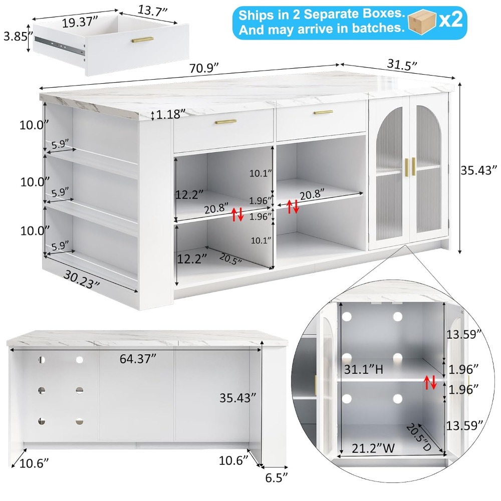 Isla de Cocina Grande de 71' c - Commercial Kitchen Island reseña y precio